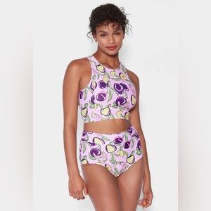 Mott50 Pink Fruit-Pattern two-Piece Swimsuit